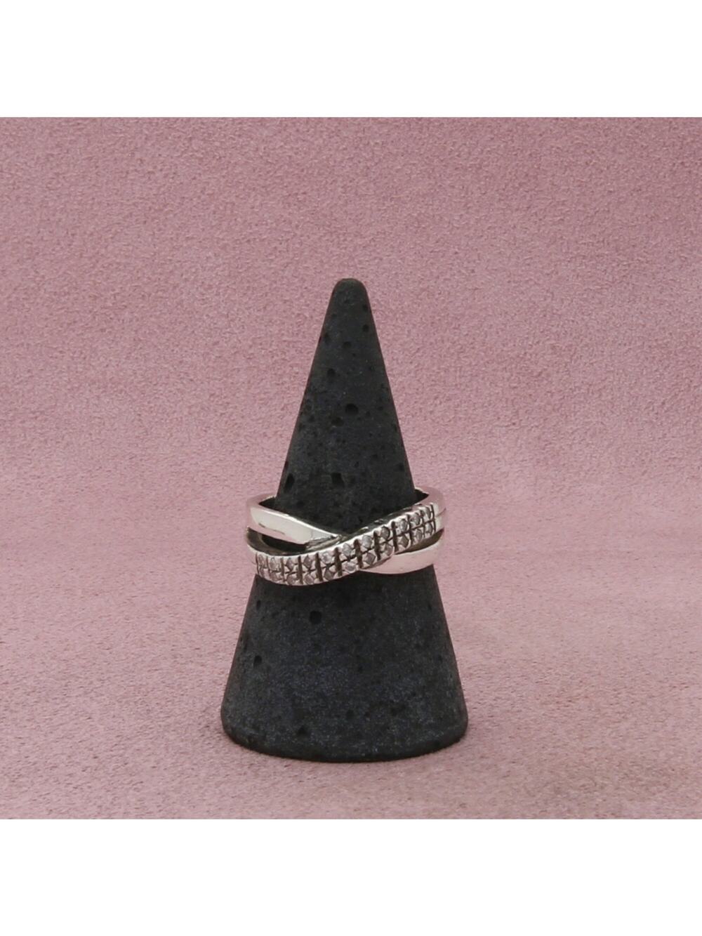 sterling silver clear cz crossover ring size 7.75